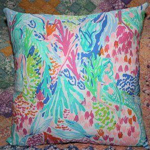 Handmade Lilly Pulitzer Inspired Mermaid's Cove Fabric 14" Throw Pillow